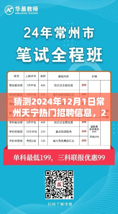 2024年常州天宁热门招聘信息预测及分析，展望12月1日的职业市场趋势