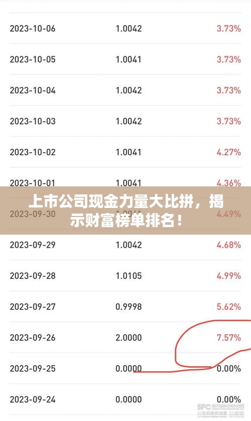 上市公司现金力量大比拼，揭示财富榜单排名！